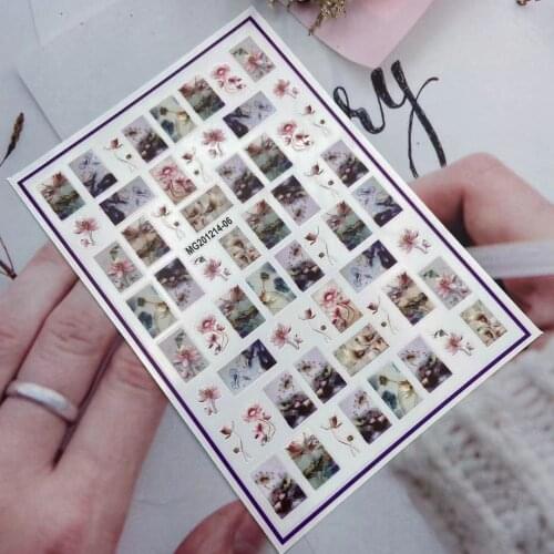 DIY Japanese Style Back Glue Adhesive Dry Nail Stickers Casual Graffiti Poster Dry Nail Decal Nail Art Manicure Women Girls Gift