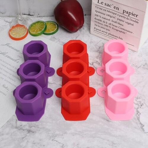 3 Holes DIY Silicone Mold Round Geometric Polygonal Concrete Flower Pot Vase Mold Cactus Cement Molds Aromatherapy Candle Decor