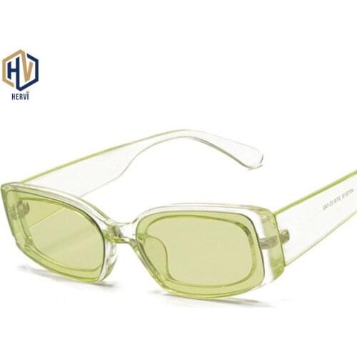 Fashion Candy Colors Rectangle Square Sunglasses Women Clear Rose Green Blue Men Shades Eyewear UV400
