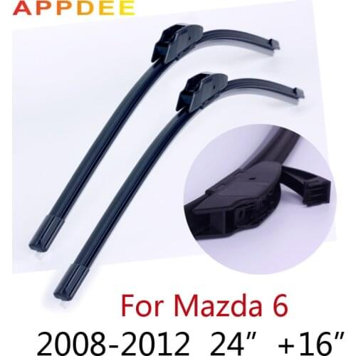 Wiper Blades For MAZDA 6 (2008-2012)2009 2010 2011 Car Windscreen Wiper Windshield Wiper Blade 16"+24" Cars styling accessories
