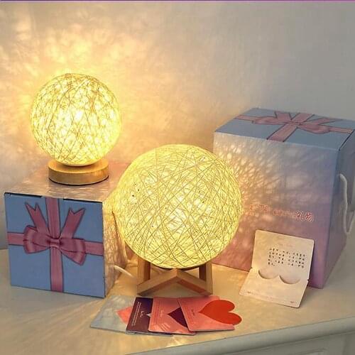 Bed breakfast sepak takraw led night light starry sky moon creative gift nordic usb table lamp bedroom bedside decoration