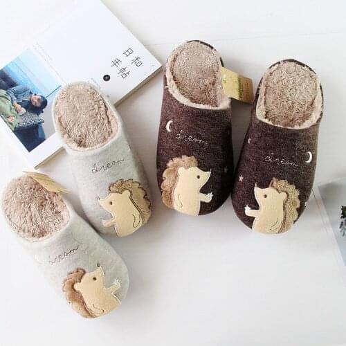 Cute Star Little Hedgehog Couple Slippers Indoor Men and Women Home Cute Korean Cotton Slippers Cosplay Slippers 2020