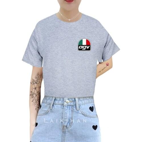 Agv summer Top T-Shirt Female Solid Cotton O-Neck Short Sleeve T-shirts for Women High loose Short Sport Femme T-Shirt