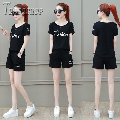 2020 New Loose Women Sets T Shirt And Shorts Female Sets