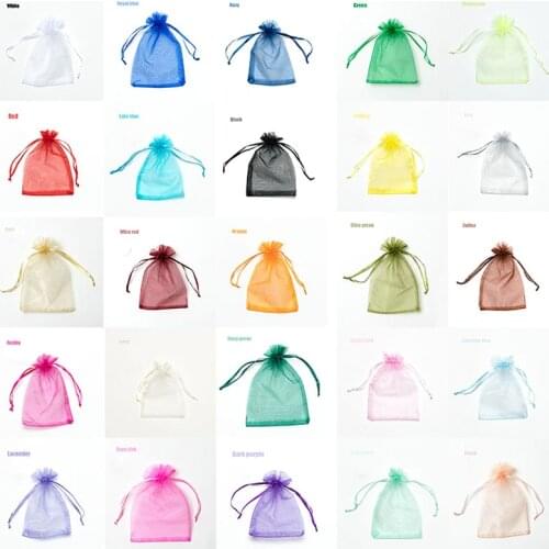 100pcs 22 Colors 7x9 9x12cm 10x15 13x18cm Wedding Christmas Gift Drawable Organza Bags Jewelry Packaging Display & Pouches 13