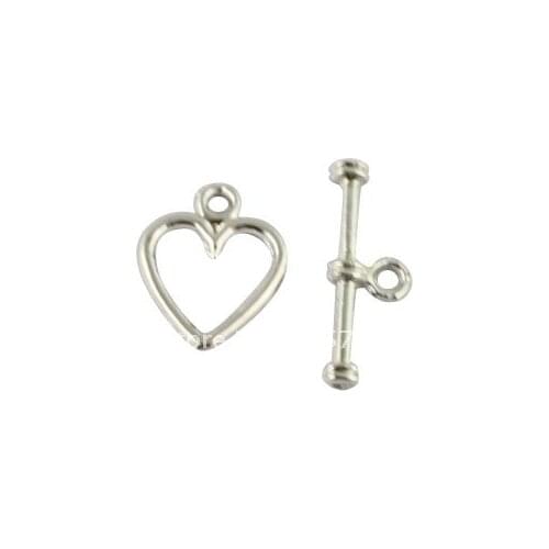 120Sets Silver Color Plate Open Heart toggle clasps A1178SP FREE SHIPPING