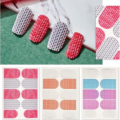 3D Acrylic Engraved Nail Sticker Winter Sweater Charm desgin Water Decals Empaistic Nail Water Slide Decals