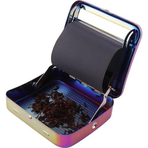 70mm Rainbow Rolling Machine Tobacco Roller Cigarette Case Metal Manual Tobacco Roller Weed Rolling Machine For Smoking