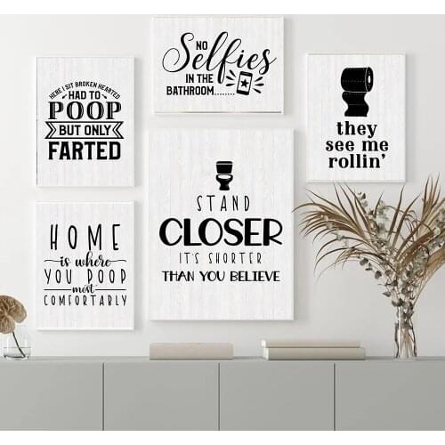 Abstract Toilet Rules Quotes Art Canvas Painting Modern Funny Bathroom Rule Sign Posters and Prints Black and White Wall Picture