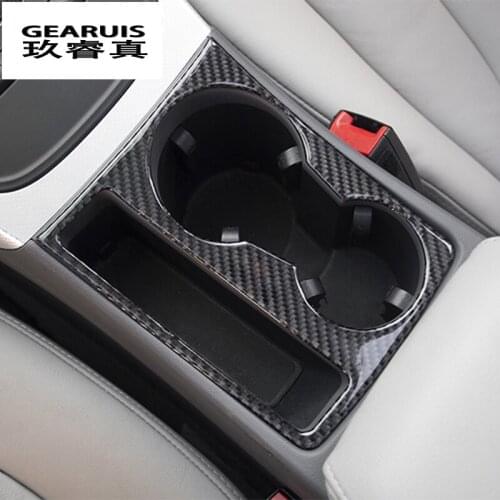 Car Styling Interior Water Cup Holder Panel Carbon Fiber Decoration Cover Stickers for Audi A4 B8 A5 stainless steel Accessories