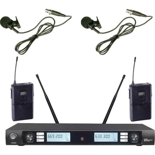 Bolymic UHF Wireless Lavalier Microphone 2 Channel Lapel Cordless Microphone For Teachers Outdoor Church