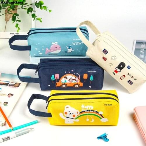 4 Colors Simplicity Oxford Pencil Case Large Capacity Multi Layer Zipper Stationery Bag Pen Bag For Students School Supplies