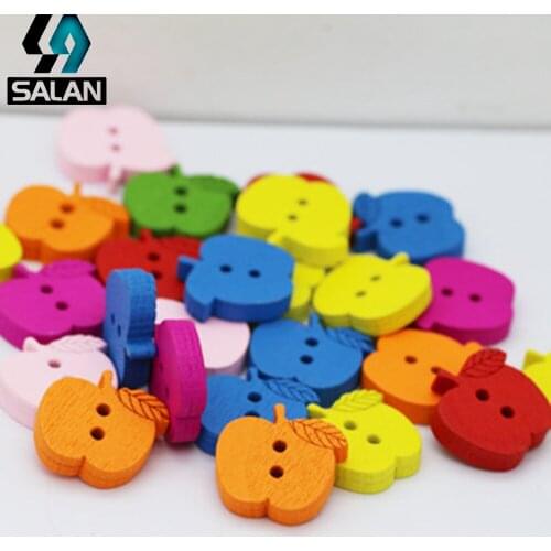Color apple button wholesale wooden children clothing decoration child handmade diy kindergarten homework material