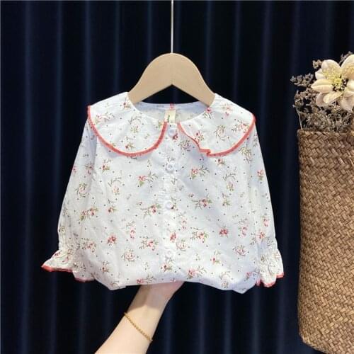 Cotton Baby Kids Shirts 12M-8T Years Infant Long-sleeve Print Shirts for Teenage Girls Cute Toddler Blouses for Children Clothes