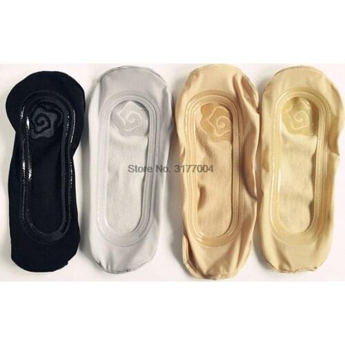 DHL 200Pair Girls Silicone Non-slip Trace Cute Solid Ice Silk Rose flower/Lace Transparent Pure Cotton Soft Boat Socks