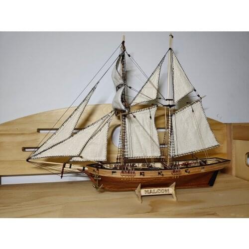 DIY 1:100 Scale Miniatura Halcon ship Wooden Building Small Sailboat Ship Kits Home Model Decoration Boat Puzzle Toys