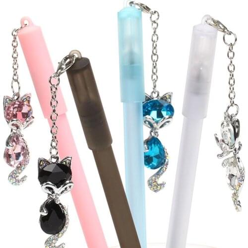 Ellen Brook 1 Piece Gel Pens Cartoon Pendant Cat Black Colored Gel-Ink Pens For Writing Cute Stationery Office School Supplies