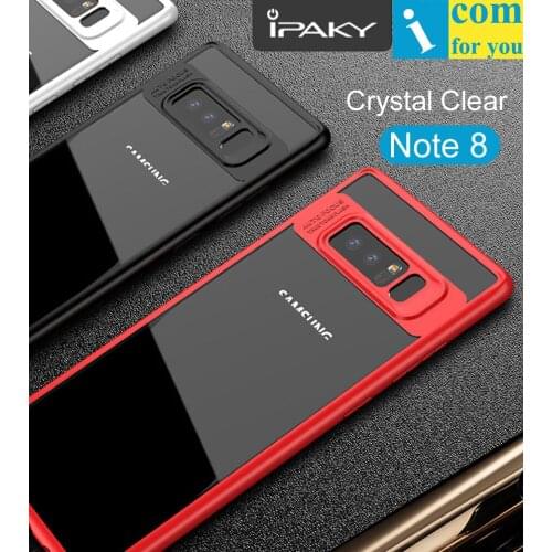 IPaky Crystal Transparent Cover Case For Samsung Galaxy Note 8 Note8 ultra-thin TPU Frame + Clear Acrylic