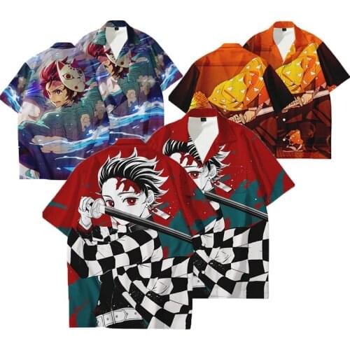 Anime Kimono Demon Slayer Casual Cool Streetwear Kimetsu No Yaiba Top Coat Printing Unisex Halloween Party Cosplay Costume