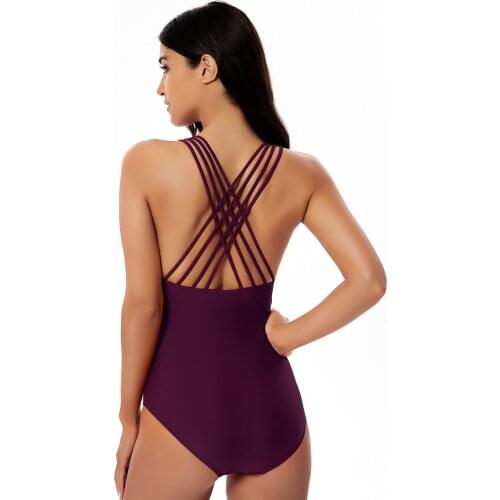 Swimsuit swimsuit female sexy swimsuit solid color one-piece swimsuit female