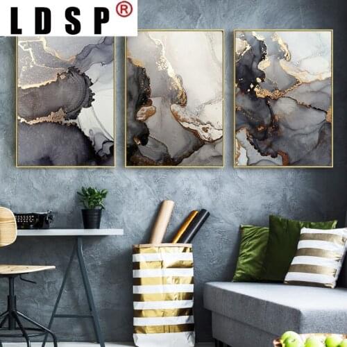 LDSP Abstract Golden Luxury Canvas Painting Watercolors Picture Wall Art Minimalist Poster and Print for Living Room Home Decor