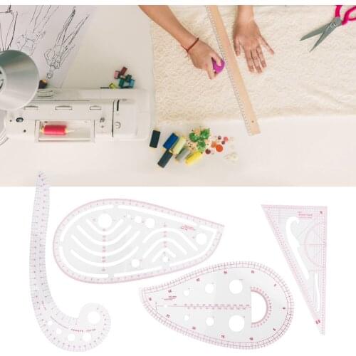 4pcs Sewing Ruler Set Curve Ruler Multi-Purpose Tailor Tool Lightweight Plastic Sewing Rulers For Cutting Dropshipping