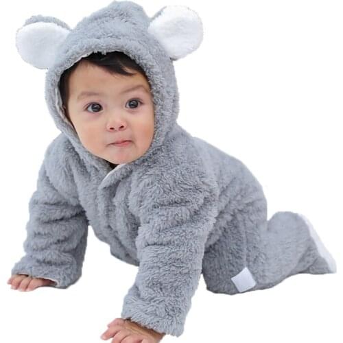 Fashion baby romper winter newborn warm thick hoodies snowsuit for toddle cotton cartoon jumpsuit outfits bebe clothing