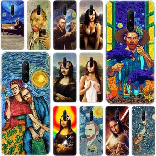 Hot Funny Mona Lisa Van gogh Soft Silicone Fashion Transparent Case For OnePlus 7 Pro 5G 6 6T 5 5T 3 3T TPU Cover