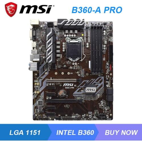 B360-A PRO For MSI LGA 1151 Intel B360 B360M Motherbaord ddr4 dual channel M.2 64GB USB3.1 Used Motherbaord PCI-E X16 3.0 Slot