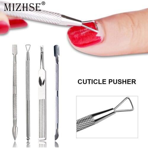 MIZHSE 4pcs/set Dead Skin Scissors Auxiliary Trimming Tool Stainless Steel Push Set of Nail Remover Dead Skin Pusher