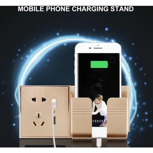 Wall Mount Phone Holder Adhesive Punch Free Wall Phone Bracket Home Bedroom Bathroom Kitchen Office Storage Organizer