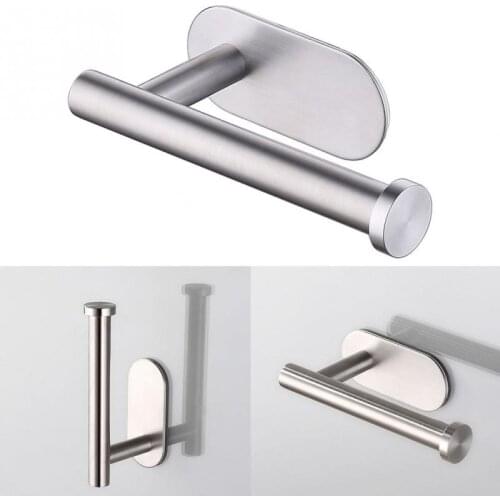 Punch Free Wall Mount Toilet Paper Holder 304 Stainless Steel Brushed Bathroom Kitchen Roll Paper Rack Tissue Towel Accessories