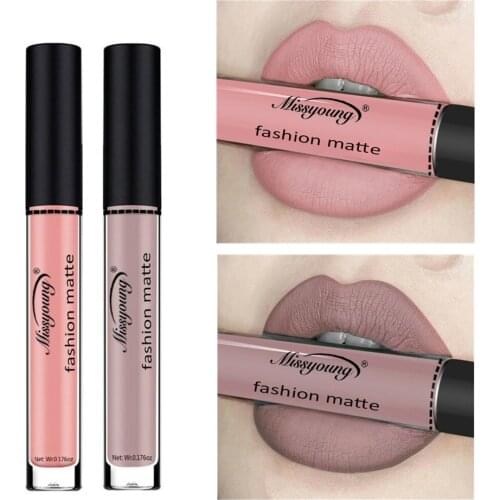 New Brand Makeup Lipstick Waterproof Matte Lipstick Nude Pigment Brown Red Color Liquid Lipstick Lip Gloss Fashion Matt Lip Tint