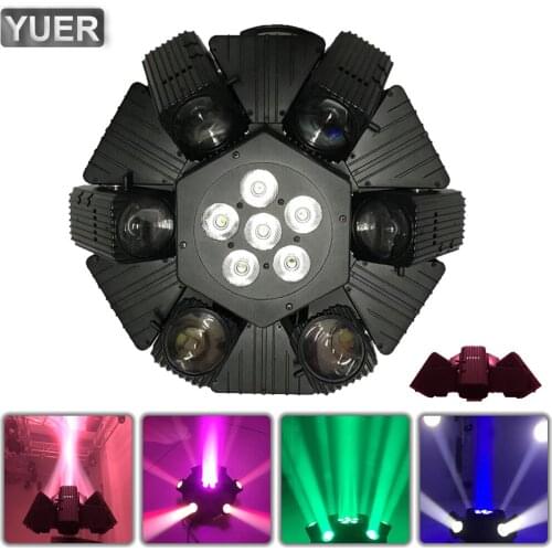 DJ Six Heads 6X30W Dyeing LED Beam Moving Head Light Infinite Rotation Strobe Stage Effect Light Disco Bar Party Dance Floor