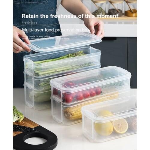 Home Simple Multi-layer Plastic Fresh-keeping Box Refrigerator Storage Box Fresh-keeping Box :Food Sealed Box