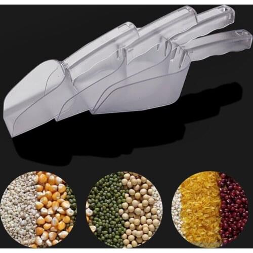 Square Mouth PC Plastic Ice Shovel Food-grade Transparent Rice Nut Bean Scoops Portable Kitchen Tool Pet Food Spoon