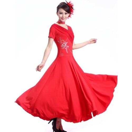 Ballroom Dress Viennese standard ballroom dance dresses tango costumes plus size red pink black white