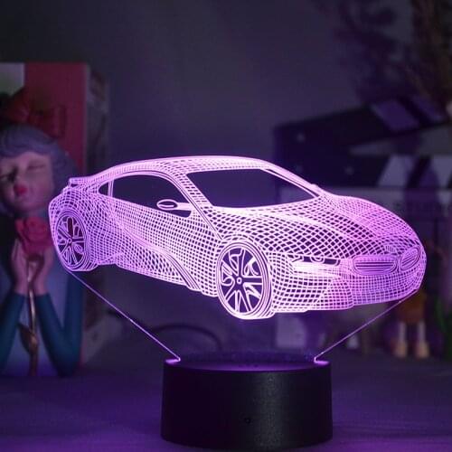 Cool Sports Car Shape 3D LED Illusion Car Nightlight Boyfriends Loving Gift Kids Bedroom Bedside Table Lamp LED Sensor Lights