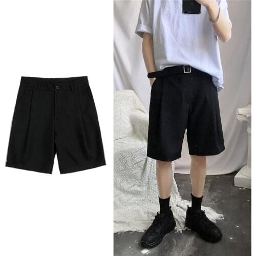 Mens summer original design street fashion trend shorts casual wild breathable comfortable solid color straight loose shorts