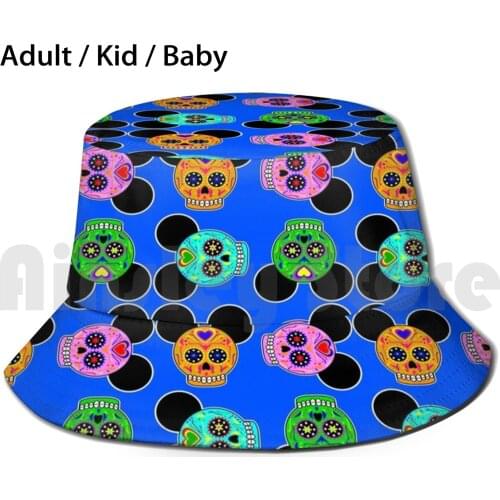 Dia De Los Muertos Ears ( Pattern ) Sun Hat Foldable UV Protection Mickey Ears Dia De Los Muertos Skull Mexico Pixar Four