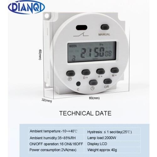 Stable CN101A 24V Digital LCD Power Programmable Time Switch Relay 8A TO 16A CN101 TIMER with protective cover weekly 7days