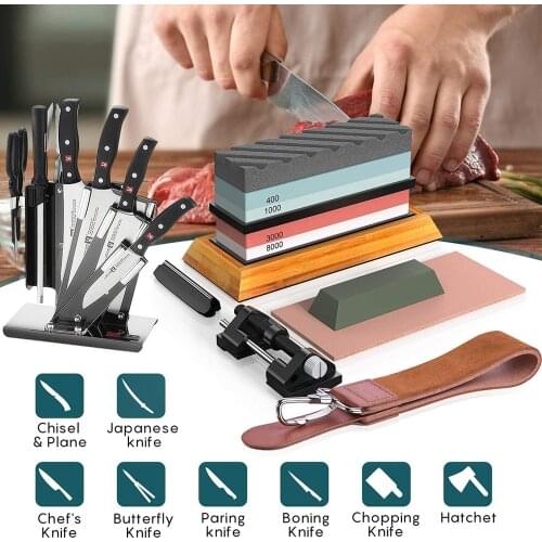 Knife Sharpener Set 400/1000 3000/80000 Grit White Corundum Whetstone Grinding Stone Angel Guide Set for Cutter Sharpening