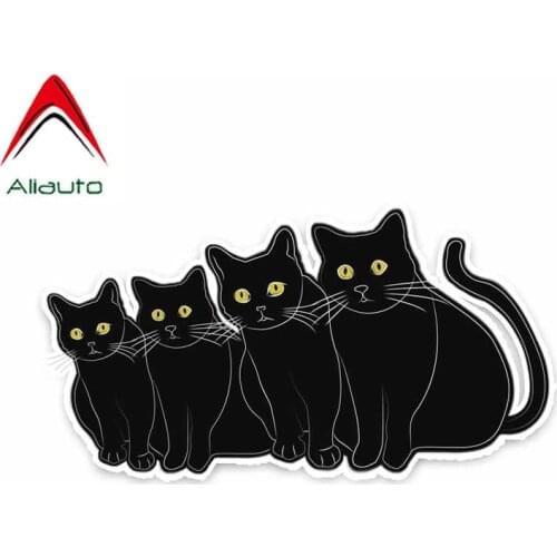 Aliauto Car Stickers Cute Black Cat Decoration Cover Scratches PVC Decal for Chevrolet Orlando Kia Rio Honda Audi , 14cm*8cm