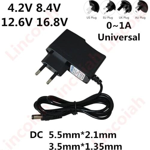 AC 100-240V DC 4.2V 8.4V 12.6V 16.8V 1A 1000ma Adapter Power Supply Charger for 1S 2S 3S 4S 18650 Li-ion Lithium Battery Pack