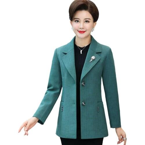 Women Blazer Middle-aged mother Long Sleeve Blazer Coat Female Short Eleganty Office Jacket Suit Blazer Plus Size Outerwear R448