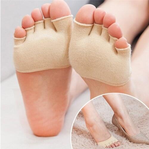 1 Pair 5 Toes Breathable Cotton Sponge Half Insoles Pads Cushion Metatarsal Sore Forefoot Support Massage Toe Socks New