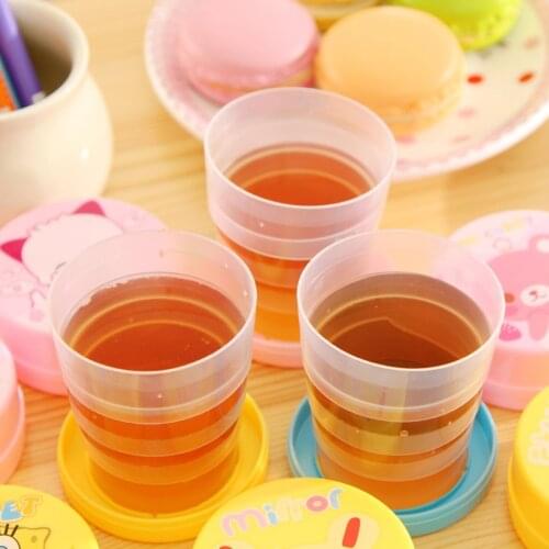 1Pc 120ML Portable Outdoor Handcup Folding Cute Cups BPA FREE Food Grade Water Cup Travel Silicone Retractable Coloured