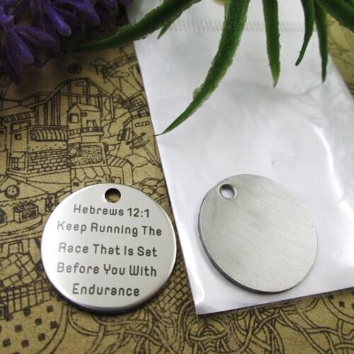 10pcs--"hebrews 12:1 Keep Running The Race..."stainless steel charms 5 styles for choosing DIY Charms for necklace bracelets