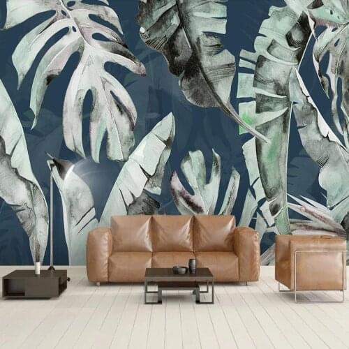 Custom large 3D wallpaper mural hand painted tropical plant leaves plantain background wall painting decorative painting wallpap