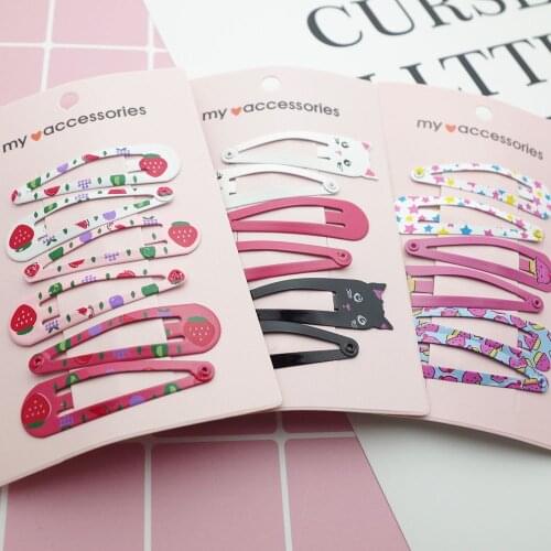 6 PCS New Cute Cartoon Metal Printing Colour Animal Baby BB Clips Girls Hairpins Hair Clip Kids Headwear Children Accessories